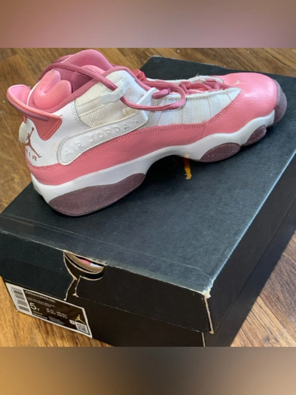 Nike Air Jordan 6 Rings GS Coral Chalk Desert Berry White Size 5Y Girls w/box - Picture 2 of 16